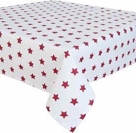 Clayre & Eef | Tafelkleed | 130*180 cm | wit-rood - sterren Clayre & Eef | Tafelkleed | 130*180 cm | wit-rood - sterren