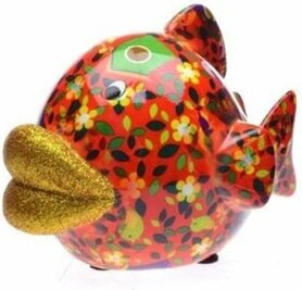 Pomme-Pidou Spaarpot Big Kelly XL Rood met Vogels Pomme-Pidou Spaarpot Big Kelly XL Rood met Vogels