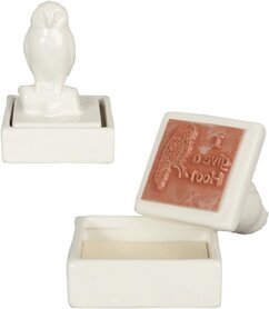 Clayre & Eef | Stamp - Owl | Ø 6 * 8 cm | ceramic