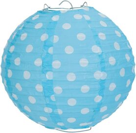 Clayre & Eef | Lampion | 6LAK0328 | Blau - Weiß gepunktet