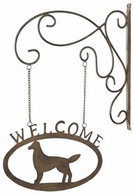 Clayre & Eef | Schild Willkommen Hund | 35*47 cm | Metall - Braun