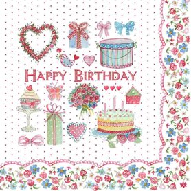 Clayre & Eef | Papieren Servet | 33*33 cm | Happy Birthday | 73.008 Clayre & Eef | Papieren Servet | 33*33 cm | Happy Birthday | 73.008