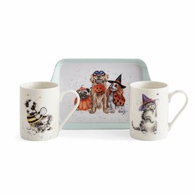 Wrendale Designs Gift Set Mug & Tray Halloween - Trick or Treat ( Hond en Kat ) Wrendale Designs Gift Set Mug & Tray Halloween - Trick or Treat ( Hond en Kat )