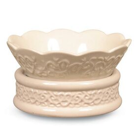 Candlewarmers - ORNAMENT 2-in1 Klassieke geurlamp / waxbrander crème keramiek 