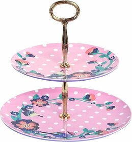 Ginger Lifestyle Melamine 2 Tier Cake Stand Singing With Birds Pink
