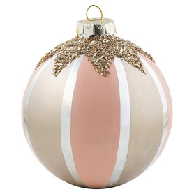 GreenGate Kerstbal pale pink w/gold hanging GreenGate Kerstbal pale pink w/gold hanging