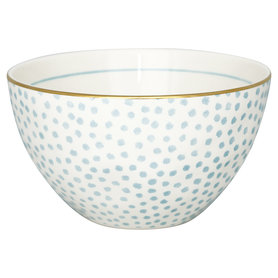 GreenGate Stoneware Bowl Dot pale blue w/gold small D: 13cm