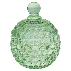GreenGate Glass Jar Round green medium  H:10cm