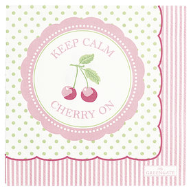 GreenGate Paper Napkin Cherry berry p.green small 20pc GreenGate Paper Napkin Cherry berry p.green small 20pc