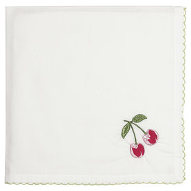 GreenGate Cotton Napkin Cherry red w/embroidery 40x40cm GreenGate Cotton Napkin Cherry red w/embroidery 40x40cm
