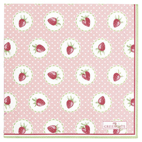 GreenGate Paper Napkin Strawberry Pale Pink small 20pcs GreenGate Paper Napkin Strawberry Pale Pink small 20pcs