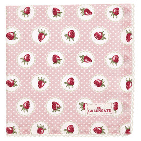 GreenGate Cotton Napkin with lace Strawberry Pale Pink 40x40cm