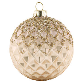 GreenGate Ball glass champagne w/glitter hanging GN GreenGate Ball glass champagne w/glitter hanging GN