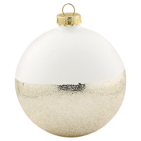 GreenGate Ball glass Plain white w/gold glitter hanging GN GreenGate Ball glass Plain white w/gold glitter hanging GN