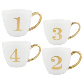Gate Noir Cup Advent white w/gold set of 4 GN Gate Noir Cup Advent white w/gold set of 4 GN