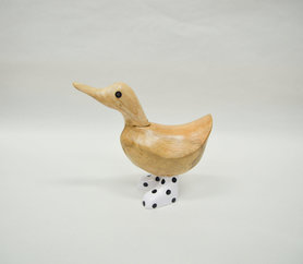 Isabelle Rose Wooden Baby Duck- Eendenkuiken Hout-Black Polkadots
