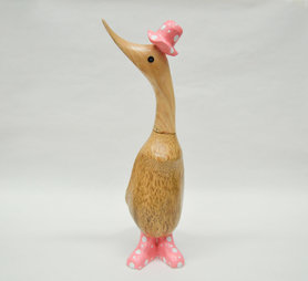 Isabelle Rose Wooden  Duck- Eend Hout-Pink Polkadots