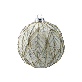 GreenGate Kerstbal / Christmas Ball glass Isobel white hanging large D:8cm GreenGate Kerstbal / Christmas Ball glass Isobel white hanging large D:8cm
