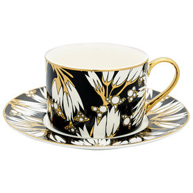 GreenGate Kop & Schotel / Cup & saucer Florette black GreenGate Kop & Schotel / Cup & saucer Florette black