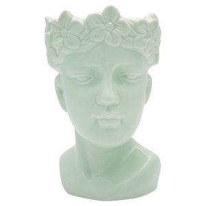 Stun onbetaald vraag naar GreenGate Keramiek Bloempot Hoofd / Ceramic Pot w/face Pale Green Small  H:19cm - Sfeer & Scent