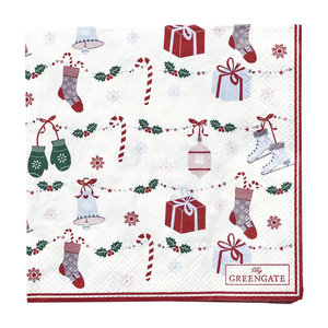 GreenGate Papieren Servet / Paper Napkin Jingle bell white small 20pcs