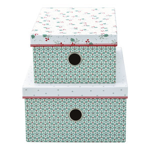 GreenGate Opbergdoos Kerst / Storage box Christmas  car red set of 2 assorted