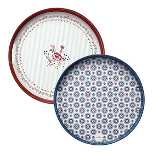 GreenGate Dienblad / Tray Fiona pale blue round set of 2