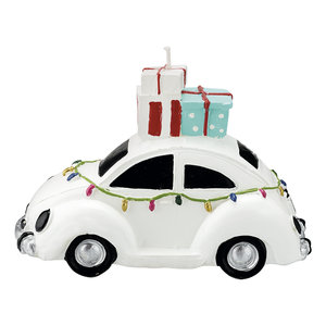 GreenGate Kerst Kaars Auto Wit / Christmas Candle Car White 9x14,5cm